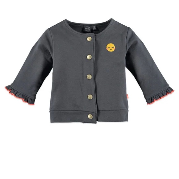 Kids Button Down long tee  with Ruffle and cardigan 2 piece set  organic cotton - Picture 1 of 5